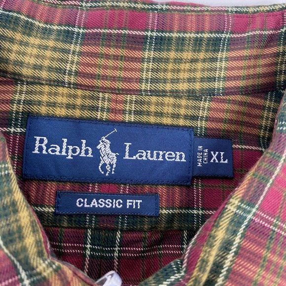 Ralph Lauren Red and Green Plaid Casual Button Down Shirt - Picture 2 of 5